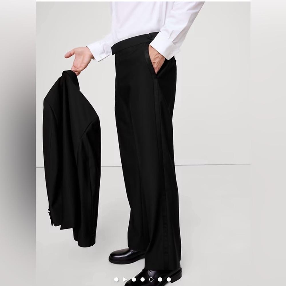 NWOT Banana Republic Straight Barathea Tuxedo Black Pant Sz 30 x 30 (#796388) - Picture 4 of 9